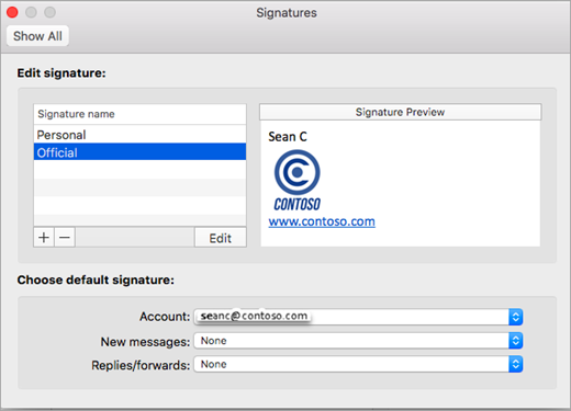 Outlook for mac signature